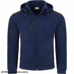 JHK PREMIUM - bluza polarowa z odpinanym kapturem 350-360 g/m2 granatowo-czarny M. Czarne bluzy męskie JHK, m, bez wzorów, z polaru. Za 82.84 zł.