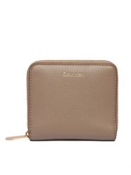 Calvin Klein Portfel Foil Logo Medium Zip Around LV04F1120G Beżowy. Brązowe portfele damskie Calvin Klein, bez wzorów, ze skóry. Za 249.99 zł.