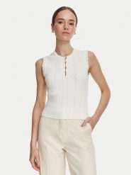 Guess Bluzka W6YR24 Z0970 Biały Regular Fit. Białe bluzki damskie Guess, m, z aplikacjami, z syntetyku, bez kołnierzyka, bez ramiączek. Za 344.99 zł.