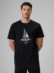 T-shirt relaxed z nadrukiem męski 4F 4FRSS26TTSHM3996. Niebieskie t-shirty męskie 4f, na lato, m, bez wzorów, z bawełny, klasyczne, bez kołnierzyka. Za 69.99 zł.