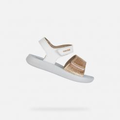 Sandały GEOX B SANDAL LIGHTFLOPPY Biały. Białe sandały damskie Geox, bez wzorów, z syntetyku, bez obcasa, bez zapięcia. Za 166.99 zł.