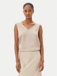 Marella Bluzka Lien 2515161092 Écru Regular Fit. Bluzki damskie Marella, bez wzorów, z syntetyku, bez kołnierzyka, bez ramiączek. Za 199.99 zł.