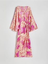 Sukienka kimono z wiskozy - wielobarwny. Sukienki damskie Reserved, l, bez wzorów, z wiskozy, bez kołnierzyka, bez ramiączek, maxi. W wyprzedaży za 199.99 zł.