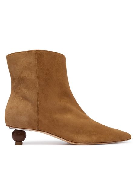 Weekend Max Mara Botki Wkacapanna 2625796014 Brązowy. Brązowe botki damskie Weekend Max Mara, ze skóry, bez obcasa, na słupku, bez zapięcia. Za 2,489.00 zł.