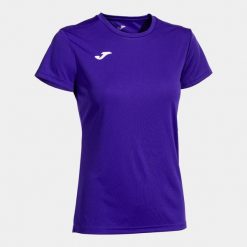 Koszulka do biegania damska Joma Combi z krótkim rękawem. Fioletowe koszulki sportowe damskie Joma, xs, bez wzorów, bez kołnierzyka, bez ramiączek, do biegania. Za 59.99 zł.