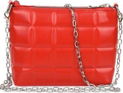 Versoli Czerwona Torebka Damska Listonoszka Elegancka na ramię moda Z39. Czerwone torby na ramię damskie Versoli, bez wzorów, eleganckie, bez dodatków. Za 60.49 zł.