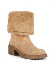 Geox Botki D Damiana A D36QCA 022BH CS65A Beżowy. Brązowe botki damskie Geox, ze skóry, bez obcasa, na słupku, bez zapięcia. Za 679.99 zł.