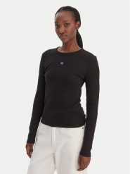 Calvin Klein Jeans Bluzka LV047E205G Czarny Slim Fit. Czarne bluzki damskie Calvin Klein Jeans, xl, bez wzorów, z bawełny, bez kołnierzyka, bez ramiączek. Za 209.99 zł.