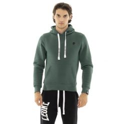 Bluza wygodny z bawełna z kaptur na co dzień. Zielone bluzy męskie LEONE 1947 APPAREL, bez wzorów, z bawełny, bez kaptura, na fitness i siłownię. W wyprzedaży za 178.93 zł.