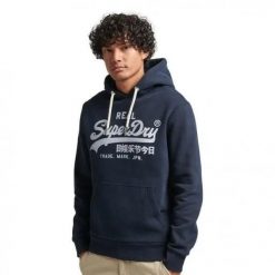 Bluza sportowa męska Superdry M2012093A98T. Niebieskie bluzy sportowe męskie Superdry., l, bez wzorów, z kapturem, trekkingowe. Za 289.00 zł.