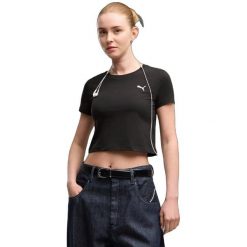 Koszulka Puma Wardrobe Ess Baby. Czarne koszulki sportowe damskie Puma, m, bez wzorów, z bawełny, bez kołnierzyka, bez ramiączek, na fitness i siłownię. Za 190.00 zł.