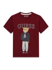Guess T-Shirt L6YI19 K3750 Bordowy Regular Fit. Czerwone t-shirty dla chłopców Guess, z aplikacjami, z bawełny, bez ramiączek. Za 94.99 zł.