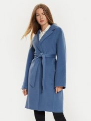 Tommy Hilfiger Płaszcz wełniany WW0WW43603 Niebieski Regular Fit. Niebieskie płaszcze damskie Tommy Hilfiger, na zimę, bez wzorów, z syntetyku, bez kaptura. Za 1,279.00 zł.