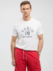 Koszulka męska z nadrukiem biała Bester 100. Białe t-shirty męskie Big Star, l, bez wzorów, z bawełny, klasyczne, bez kołnierzyka. W wyprzedaży za 59.99 zł.