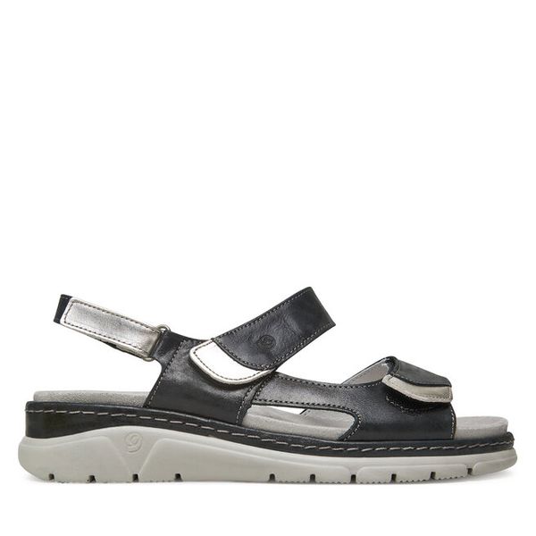 Sandały Suave. Czarne sandały damskie Suave, bez wzorów, bez obcasa, na koturnie, bez zapięcia. Za 399.99 zł.