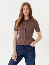 Tommy Hilfiger Kardigan WW0WW45707 Brązowy Slim Fit. Brązowe kardigany damskie Tommy Hilfiger, m, bez wzorów, z bawełny. Za 389.99 zł.
