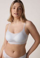 Niebieski Bezszwowy Biustonosz Bez Fiszbin z Usztywnianymi Miseczkami Leavessa. Niebieskie biustonosze Born2be, bez wzorów, z tkaniny. Za 29.99 zł.