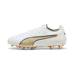 Buty piłkarskie Puma King 20 Ultimate FG/AG. Białe buty sportowe męskie Puma, bez zapięcia, do piłki nożnej. W wyprzedaży za 733.50 zł.