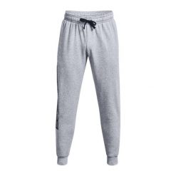 Męskie Spodnie Do Biegania Z Grafiką Rival Fleece. Szare spodnie sportowe męskie Under Armour, m, bez wzorów, z dresówki, do biegania. Za 242.99 zł.