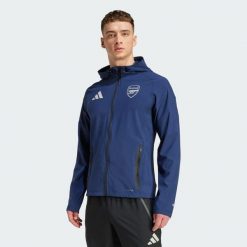 Bluza Arsenal Tiro 25 Competition Vis Tech Travel. Niebieskie bluzy męskie Adidas, s, z aplikacjami, z elastanu, bez kaptura. Za 348.00 zł.