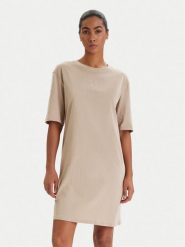 Armani Exchange Sukienka codzienna XW000825 AF10356 U6223 Beżowy Regular Fit. Brązowe sukienki damskie Armani Exchange, na co dzień, xs, bez wzorów, z bawełny, bez kołnierzyka, bez ramiączek, proste. Za 379.99 zł.