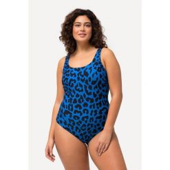 Damskie Strój kąpielowy wzór w panterkę bez miękkich miseczek okrągły dekolt. Niebieskie kostiumy jednoczęściowe damskie Ulla Popken, plus size, bez wzorów, z elastanu, sportowe, plus size. W wyprzedaży za 159.99 zł.