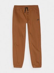 4F Spodnie casual joggery chłopięce - brązowy 152 (11-12 lat). Brązowe spodnie materiałowe dla chłopców 4f, bez wzorów, z bawełny, casualowe. W wyprzedaży za 79.99 zł.