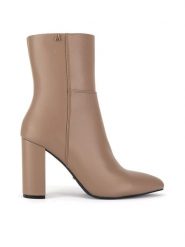 MEXX Botki MI001714343W Beżowy. Brązowe botki damskie Mexx, ze skóry, bez obcasa, na słupku, bez zapięcia. Za 399.99 zł.