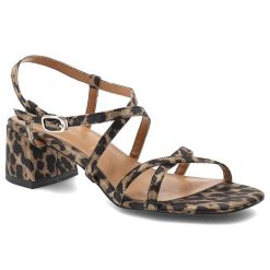 Brązowe Sandały Tamaris Eleganckie Obuwie Damskie Leopard. Brązowe klapki damskie Tamaris, bez wzorów, bez obcasa, na obcasie, bez zapięcia. Za 239.00 zł.