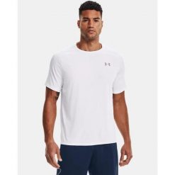 Koszulka treningowa męska Under Armour Tech 2.0 SS. Białe koszulki sportowe męskie Under Armour, m, bez wzorów, bez kołnierzyka, bez ramiączek, do biegania. Za 74.99 zł.