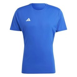 Koszulka Adidas Sport Adizero E Tee Dorośli. Niebieskie koszulki sportowe męskie Adidas, s, bez wzorów, z materiału, bez kołnierzyka, bez ramiączek, do biegania. Za 168.99 zł.