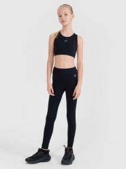 4F Legginsy sportowe szybkoschnące dziewczęce - czarne 164 (13-14 lat). Czarne legginsy dla dziewczynek 4f, bez wzorów. W wyprzedaży za 39.99 zł.
