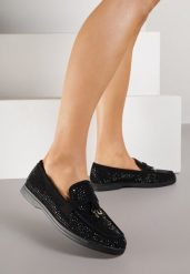 Czarne Mokasyny Ozdobione Cyrkoniami i Aplikacjami Isirsyss. Czarne mokasyny damskie Born2be, z jeansu, eleganckie. Za 99.99 zł.