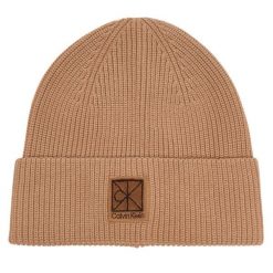 Czapka Calvin Klein. Brązowe czapki i kapelusze damskie Calvin Klein, na zimę, bez wzorów. Za 169.99 zł.