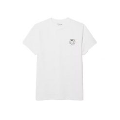 Koszulka Lacoste Héritage Badge. Białe koszulki sportowe męskie Lacoste, bez wzorów, bez kołnierzyka, bez ramiączek, tenisowe. Za 336.50 zł.