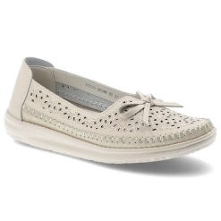 Półbuty damskie Vinceza, cholewka ze skóry naturalnej licowej z ażurową perforacją wsuwany fason z ozdobną kokardą, beżowe, 95390. Brązowe półbuty damskie VINCEZA, w ażurowe wzory, ze skóry, bez obcasa, na płaskiej podeszwie, bez zapięcia. Za 149.00 zł.