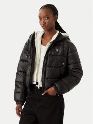 Calvin Klein Jeans Kurtka zimowa LV047G507G Czarny Cropp Fit. Czarne kurtki damskie Calvin Klein Jeans, na zimę, m, bez wzorów, z jeansu, bez kaptura. Za 849.99 zł.