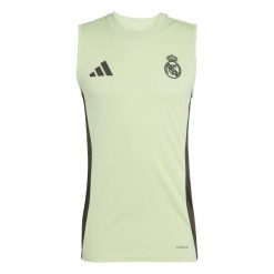 Kamizelka bez rękawów Real Madrid 2025/26. Zielone koszulki sportowe męskie Adidas, bez wzorów, bez kołnierzyka, bez ramiączek, do piłki nożnej. Za 223.98 zł.