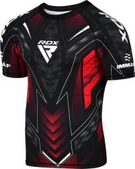 Koszulka kompresyjna z krótkim rękawem IMMAF Czerwona - S. Czerwone koszulki sportowe damskie RDX SPORTS, l, bez wzorów, z materiału, bez kołnierzyka, bez ramiączek, na fitness i siłownię. Za 199.99 zł.