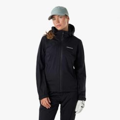 Kurtka przeciwdeszczowa golf damska Swedemount On Course Jacket II wodoodporna. Czarne kurtki damskie SWEDEMOUNT, bez wzorów, z tkaniny, bez kaptura, na golfa. Za 449.99 zł.
