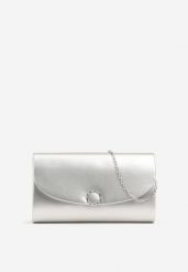 Srebrna Torebka Kopertówka z Dodatkowym Łańcuszkiem Flelina. Szare kopertówki damskie Renee, bez wzorów, eleganckie, na ramię, bez dodatków. Za 69.99 zł.