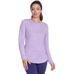 Bluzka Skechers GO DRI Swift Long Sleeve Tunic Crew, Kobiety. Fioletowe bluzki damskie Skechers, bez wzorów, z poliesteru, bez kołnierzyka, bez ramiączek. Za 290.00 zł.