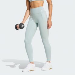 Legginsy treningowe Optime Workout Full Length. Zielone bielizna termoaktywna damska Adidas, bez wzorów, ze skóry, bez ramiączek. Za 259.00 zł.
