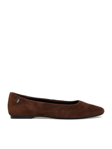 U.S. Polo Assn. Baleriny EO-AYOLY001W/6S1 Brązowy. Brązowe baleriny damskie U.S. Polo Assn., bez wzorów, ze skóry, bez obcasa. Za 181.99 zł.