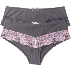 Figi "panty" (2 pary) bonprix ciemnoszaro-jasnoróżowy + ciemnoszary. Szare figi damskie bonprix. Za 49.98 zł.