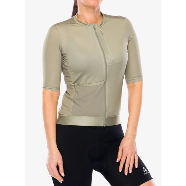 Koszulka kolarska damska Odlo Explorer Pro T-Shirt S/U Collar S/S Full Zip. Zielone koszulki sportowe damskie Odlo, bez wzorów, rowerowe. Za 419.99 zł.
