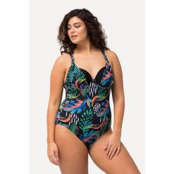 Damski Kostium kąpielowy błyszczący materiał miękkie miseczki fiszbiny. Czarne kostiumy jednoczęściowe damskie Ulla Popken, plus size, bez wzorów, z elastanu, sportowe, plus size, do pływania. Za 294.99 zł.