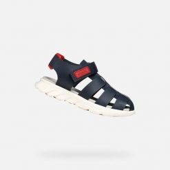 Sandały GEOX J SANDAL AIRADYUM BO Niebieski. Czerwone sandały męskie Geox, ze skóry, bez zapięcia. Za 225.99 zł.