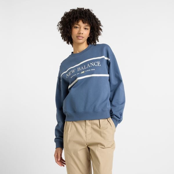 Bluza damska New Balance WT51923VTI – niebieska. Niebieskie bluzy damskie New Balance, m, z aplikacjami, z bawełny, bez kaptura. Za 249.99 zł.