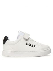 BOSS Sneakersy J52824 S Biały. Białe buty sportowe chłopięce Boss, bez wzorów, ze skóry, bez zapięcia. Za 559.99 zł.